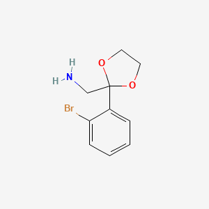 molecular formula C10H12BrNO2 B11730533 1-[2-(2-Bromophenyl)-1,3-dioxolan-2-yl]methanamine 