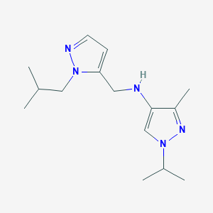 molecular formula C15H25N5 B11730548 3-methyl-N-{[1-(2-methylpropyl)-1H-pyrazol-5-yl]methyl}-1-(propan-2-yl)-1H-pyrazol-4-amine CAS No. 1856045-36-7