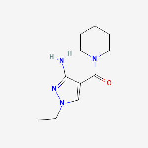 molecular formula C11H18N4O B11730550 1-Ethyl-4-(piperidin-1-ylcarbonyl)-1H-pyrazol-3-amine 