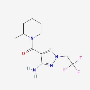 molecular formula C12H17F3N4O B11730564 4-(2-methylpiperidine-1-carbonyl)-1-(2,2,2-trifluoroethyl)-1H-pyrazol-3-amine 