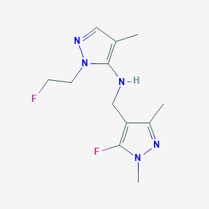 molecular formula C12H17F2N5 B11730629 N-[(5-fluoro-1,3-dimethyl-1H-pyrazol-4-yl)methyl]-1-(2-fluoroethyl)-4-methyl-1H-pyrazol-5-amine 