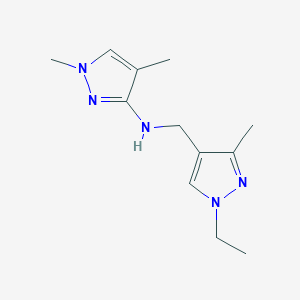 molecular formula C12H19N5 B11730633 N-[(1-ethyl-3-methyl-1H-pyrazol-4-yl)methyl]-1,4-dimethyl-1H-pyrazol-3-amine CAS No. 1856086-67-3