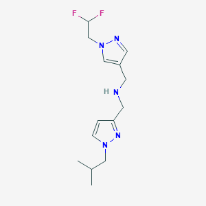 molecular formula C14H21F2N5 B11730646 {[1-(2,2-difluoroethyl)-1H-pyrazol-4-yl]methyl}({[1-(2-methylpropyl)-1H-pyrazol-3-yl]methyl})amine 