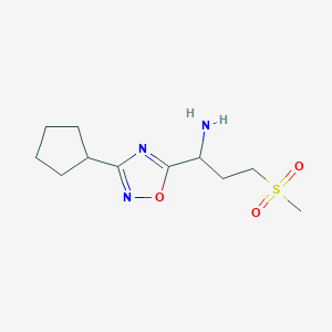 1-(3-Cyclopentyl-1,2,4-oxadiazol-5-yl)-3-(methylsulfonyl)propan-1-amine