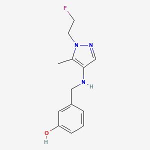 molecular formula C13H16FN3O B11730723 3-({[1-(2-fluoroethyl)-5-methyl-1H-pyrazol-4-yl]amino}methyl)phenol 