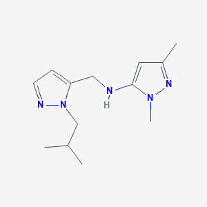 molecular formula C13H21N5 B11730736 1,3-dimethyl-N-{[1-(2-methylpropyl)-1H-pyrazol-5-yl]methyl}-1H-pyrazol-5-amine 