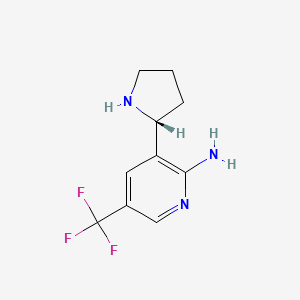 molecular formula C10H12F3N3 B11730766 3-[(2R)-pyrrolidin-2-yl]-5-(trifluoromethyl)pyridin-2-amine 