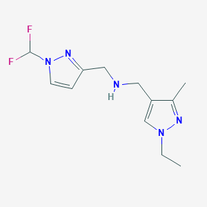 molecular formula C12H17F2N5 B11730814 {[1-(difluoromethyl)-1H-pyrazol-3-yl]methyl}[(1-ethyl-3-methyl-1H-pyrazol-4-yl)methyl]amine CAS No. 1856042-76-6