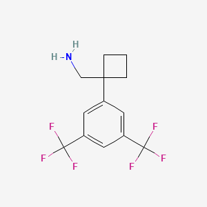 molecular formula C13H13F6N B11730824 1-[3,5-Bis(trifluoromethyl)phenyl]cyclobutanemethanamine 