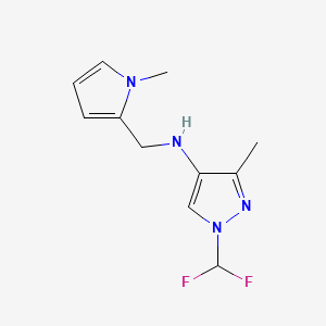 molecular formula C11H14F2N4 B11730846 1-(difluoromethyl)-3-methyl-N-[(1-methyl-1H-pyrrol-2-yl)methyl]-1H-pyrazol-4-amine 