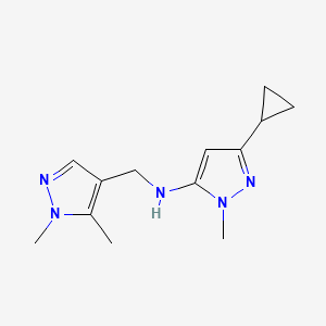 molecular formula C13H19N5 B11730874 3-cyclopropyl-N-[(1,5-dimethyl-1H-pyrazol-4-yl)methyl]-1-methyl-1H-pyrazol-5-amine 