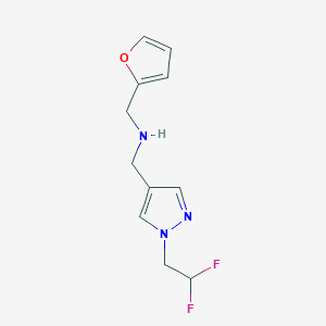 molecular formula C11H13F2N3O B11731062 {[1-(2,2-difluoroethyl)-1H-pyrazol-4-yl]methyl}[(furan-2-yl)methyl]amine 