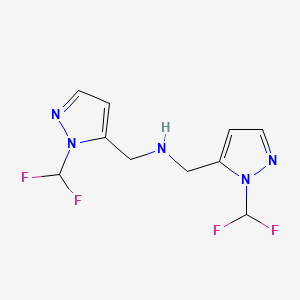 molecular formula C10H11F4N5 B11731091 bis({[1-(difluoromethyl)-1H-pyrazol-5-yl]methyl})amine 