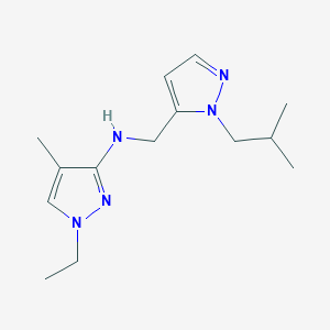 molecular formula C14H23N5 B11731104 1-ethyl-4-methyl-N-{[1-(2-methylpropyl)-1H-pyrazol-5-yl]methyl}-1H-pyrazol-3-amine 