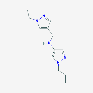 molecular formula C12H19N5 B11731108 N-[(1-ethyl-1H-pyrazol-4-yl)methyl]-1-propyl-1H-pyrazol-4-amine 