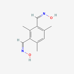 molecular formula C11H14N2O2 B11731122 (E)-N-({3-[(E)-(hydroxyimino)methyl]-2,4,6-trimethylphenyl}methylidene)hydroxylamine 