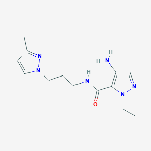 molecular formula C13H20N6O B11731178 4-amino-1-ethyl-N-[3-(3-methyl-1H-pyrazol-1-yl)propyl]-1H-pyrazole-5-carboxamide 