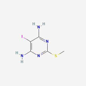 molecular formula C5H7IN4S B11731208 5-Iodo-2-(methylthio)pyrimidine-4,6-diamine 