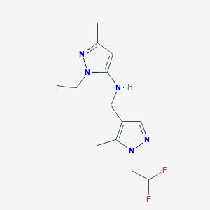 molecular formula C13H19F2N5 B11731211 N-{[1-(2,2-difluoroethyl)-5-methyl-1H-pyrazol-4-yl]methyl}-1-ethyl-3-methyl-1H-pyrazol-5-amine 