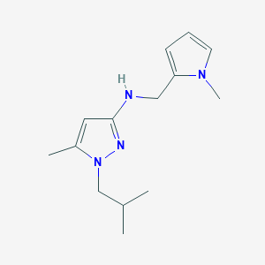 molecular formula C14H22N4 B11731217 5-methyl-N-[(1-methyl-1H-pyrrol-2-yl)methyl]-1-(2-methylpropyl)-1H-pyrazol-3-amine 