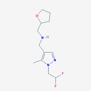 molecular formula C12H19F2N3O B11731281 {[1-(2,2-difluoroethyl)-5-methyl-1H-pyrazol-4-yl]methyl}[(oxolan-2-yl)methyl]amine 