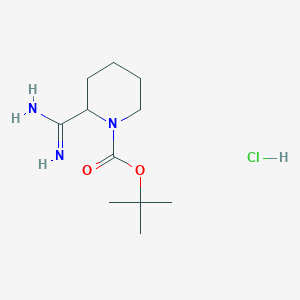 molecular formula C11H22ClN3O2 B11731287 Tert-butyl 2-carbamimidoylpiperidine-1-carboxylate hydrochloride 