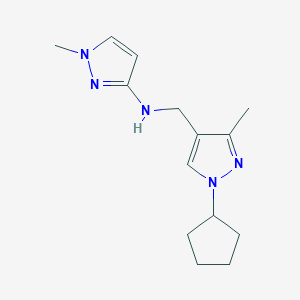 molecular formula C14H21N5 B11731288 N-[(1-cyclopentyl-3-methyl-1H-pyrazol-4-yl)methyl]-1-methyl-1H-pyrazol-3-amine 