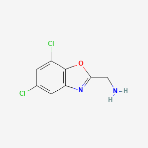 molecular formula C8H6Cl2N2O B11731318 5,7-Dichlorobenzoxazole-2-methanamine 