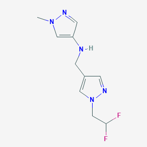 molecular formula C10H13F2N5 B11731331 N-{[1-(2,2-difluoroethyl)-1H-pyrazol-4-yl]methyl}-1-methyl-1H-pyrazol-4-amine 