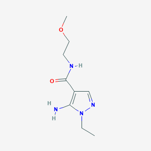 molecular formula C9H16N4O2 B11731348 5-Amino-1-ethyl-N-(2-methoxyethyl)-1H-pyrazole-4-carboxamide 