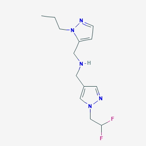 molecular formula C13H19F2N5 B11731393 {[1-(2,2-difluoroethyl)-1H-pyrazol-4-yl]methyl}[(1-propyl-1H-pyrazol-5-yl)methyl]amine 