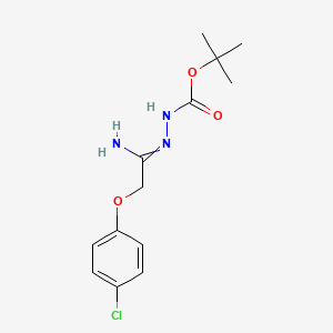 molecular formula C13H18ClN3O3 B11731418 tert-Butyl 2-(1-amino-2-(4-chlorophenoxy)ethylidene)hydrazinecarboxylate 