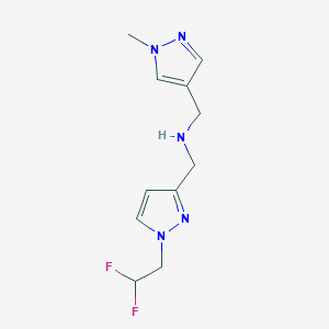 molecular formula C11H15F2N5 B11731458 {[1-(2,2-difluoroethyl)-1H-pyrazol-3-yl]methyl}[(1-methyl-1H-pyrazol-4-yl)methyl]amine 