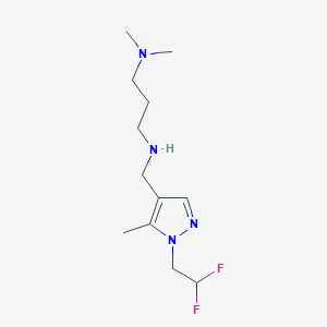 molecular formula C12H22F2N4 B11731476 {[1-(2,2-difluoroethyl)-5-methyl-1H-pyrazol-4-yl]methyl}[3-(dimethylamino)propyl]amine 