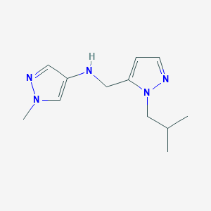 molecular formula C12H19N5 B11731500 1-methyl-N-{[1-(2-methylpropyl)-1H-pyrazol-5-yl]methyl}-1H-pyrazol-4-amine 