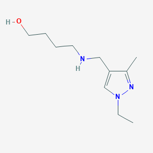 molecular formula C11H21N3O B11731532 4-{[(1-ethyl-3-methyl-1H-pyrazol-4-yl)methyl]amino}butan-1-ol 