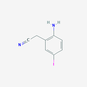 molecular formula C8H7IN2 B11731569 2-(2-Amino-5-iodophenyl)acetonitrile CAS No. 1261758-49-9