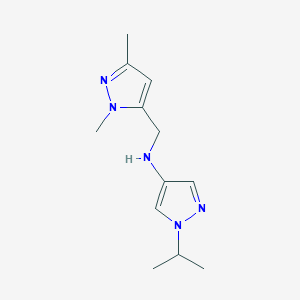 molecular formula C12H19N5 B11731619 N-[(1,3-dimethyl-1H-pyrazol-5-yl)methyl]-1-(propan-2-yl)-1H-pyrazol-4-amine 