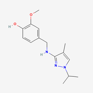 molecular formula C15H21N3O2 B11731629 2-methoxy-4-({[4-methyl-1-(propan-2-yl)-1H-pyrazol-3-yl]amino}methyl)phenol 