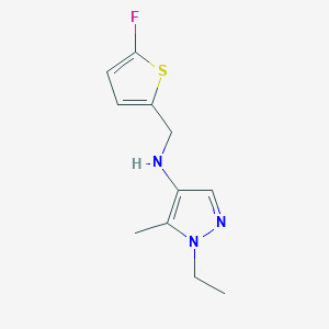 molecular formula C11H14FN3S B11731634 1-ethyl-N-[(5-fluorothiophen-2-yl)methyl]-5-methyl-1H-pyrazol-4-amine 