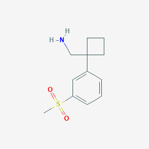 molecular formula C12H17NO2S B11731636 1-[3-(Methylsulfonyl)phenyl]cyclobutanemethanamine 