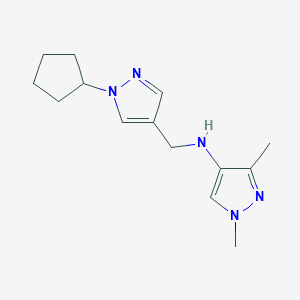 molecular formula C14H21N5 B11731660 N-[(1-cyclopentyl-1H-pyrazol-4-yl)methyl]-1,3-dimethyl-1H-pyrazol-4-amine 