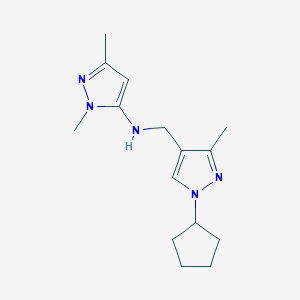 molecular formula C15H23N5 B11731688 N-[(1-cyclopentyl-3-methyl-1H-pyrazol-4-yl)methyl]-1,3-dimethyl-1H-pyrazol-5-amine 