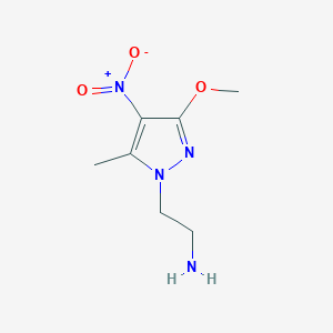 molecular formula C7H12N4O3 B11731690 2-(3-methoxy-5-methyl-4-nitro-1H-pyrazol-1-yl)ethan-1-amine 