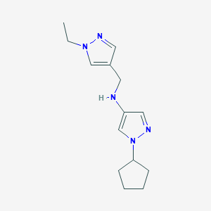 molecular formula C14H21N5 B11731794 1-cyclopentyl-N-[(1-ethyl-1H-pyrazol-4-yl)methyl]-1H-pyrazol-4-amine 