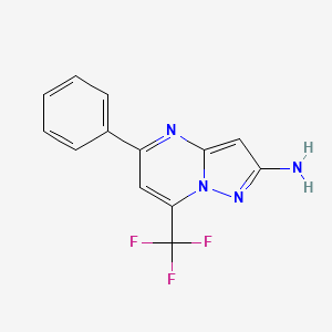 molecular formula C13H9F3N4 B11731800 5-Phenyl-7-(trifluoromethyl)pyrazolo[1,5-a]pyrimidin-2-amine 