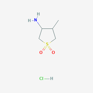 molecular formula C5H12ClNO2S B11731885 3-Amino-4-methyltetrahydrothiophene 1,1-dioxide hydrochloride 