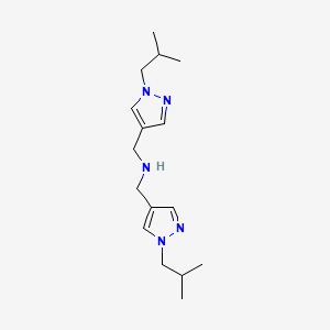 molecular formula C16H27N5 B11731907 bis({[1-(2-methylpropyl)-1H-pyrazol-4-yl]methyl})amine 