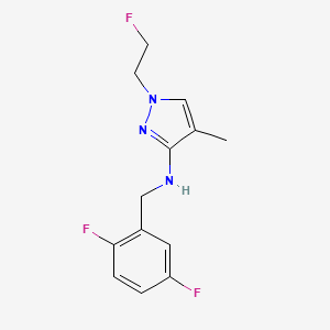 molecular formula C13H14F3N3 B11731915 N-[(2,5-difluorophenyl)methyl]-1-(2-fluoroethyl)-4-methyl-1H-pyrazol-3-amine 