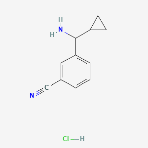 molecular formula C11H13ClN2 B11731945 3-[Amino(cyclopropyl)methyl]benzonitrile hydrochloride 